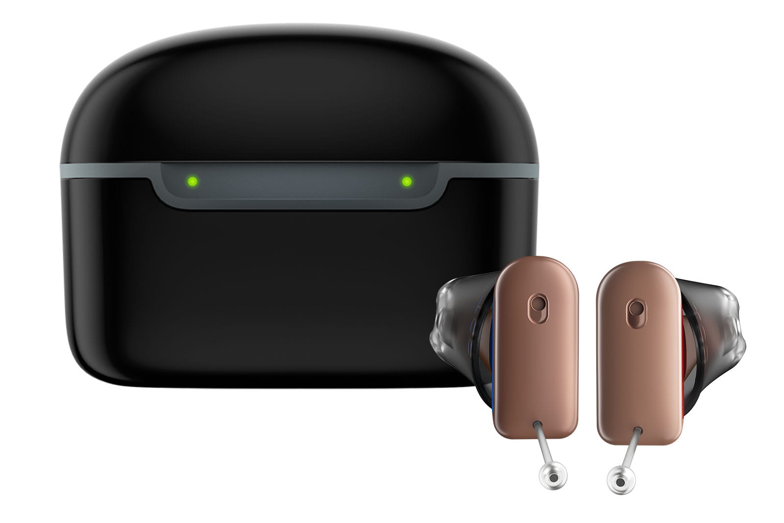 IF CIC-Li 8 instant-fit hearing aids with portable charger