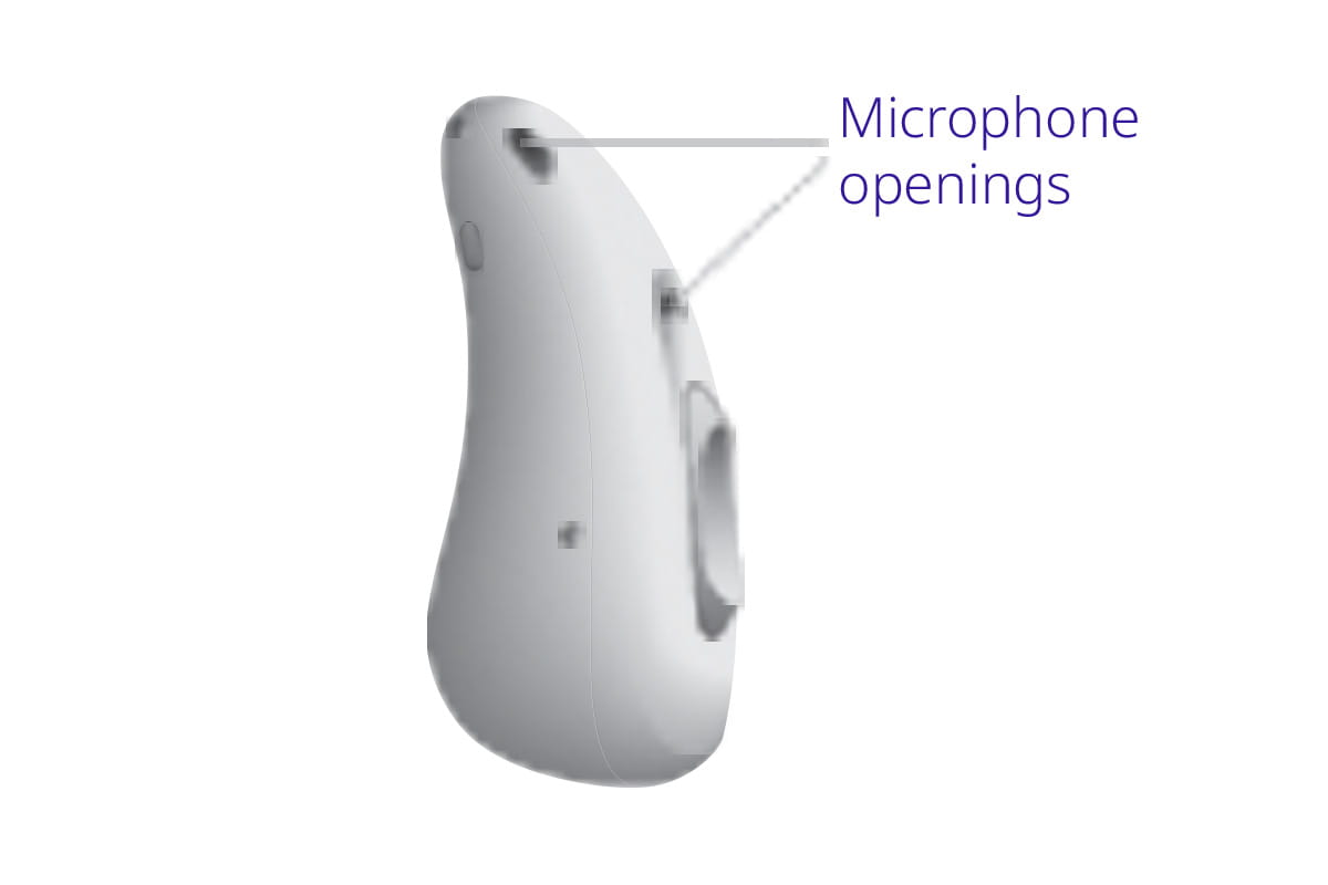 Example of microphone openings on hearing aids